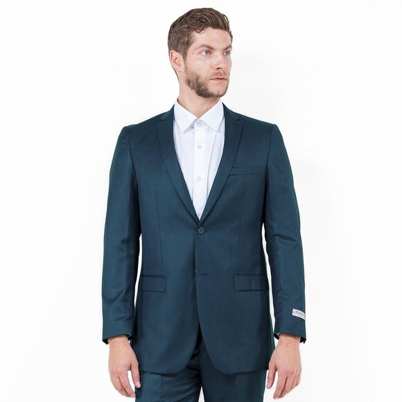 Sharkskin Slim Fit Mens 2-Piece Suit, Mid Navy - Picture 4 of 7